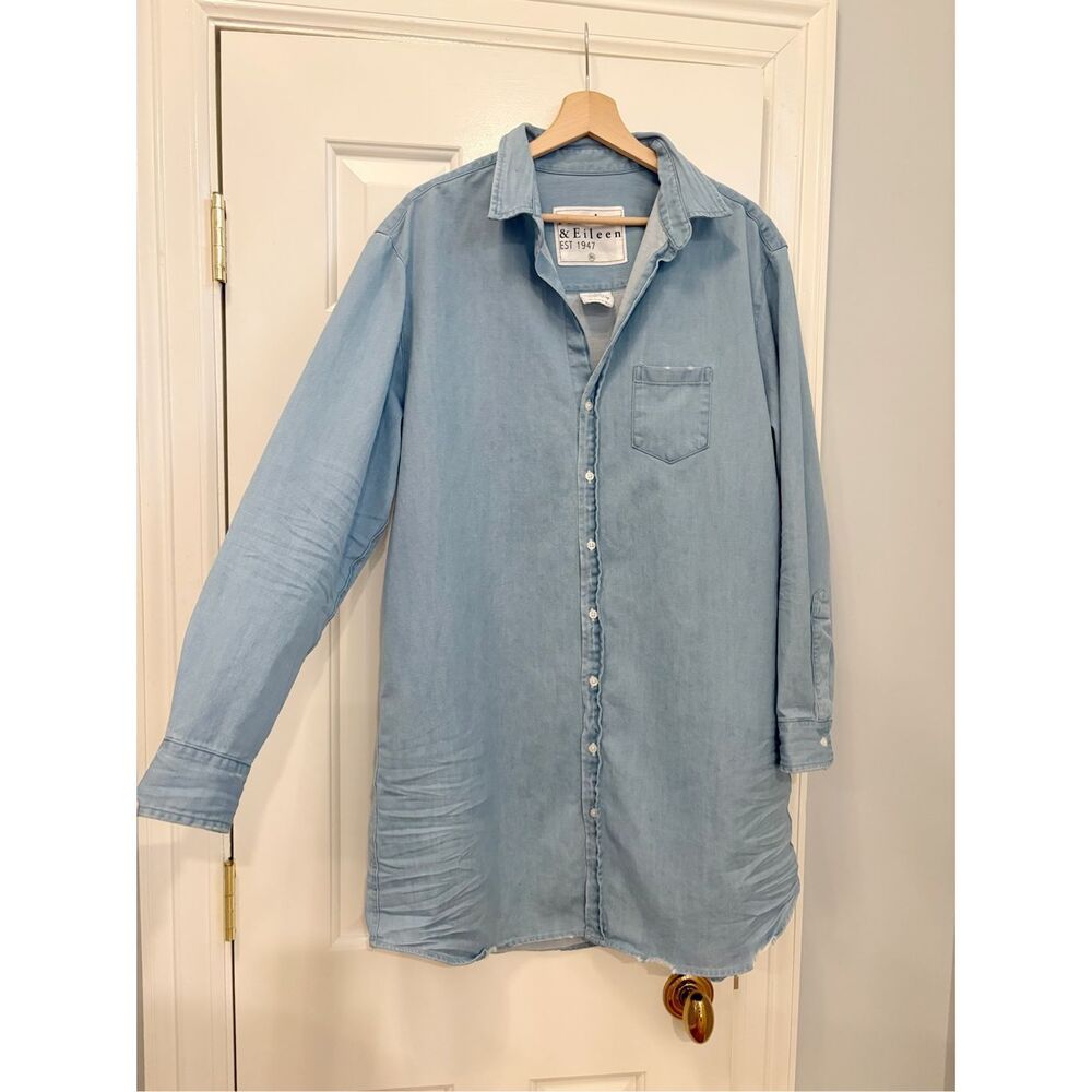 Frank & Eileen Mary Classic Shirtdress Blue Denim XL $348.00 - Picture 6 of 11